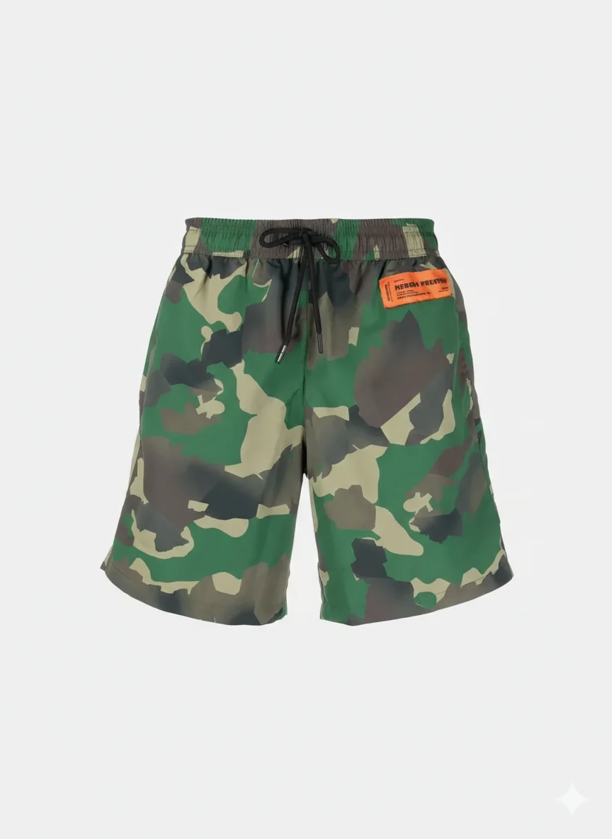 Heron Preston Camo Shorts stylish camouflage streetwear shorts for men