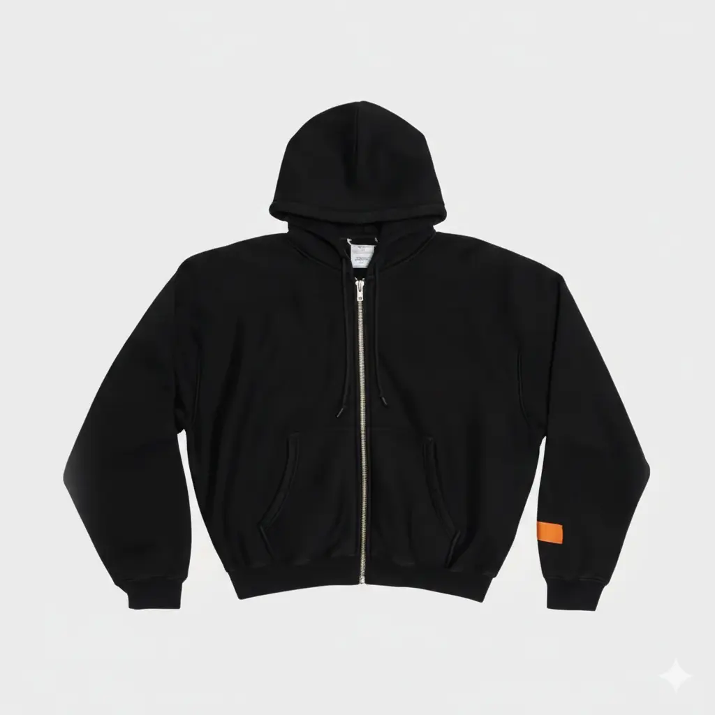Zip-up hoodie inspired by Heron Preston streetwear style